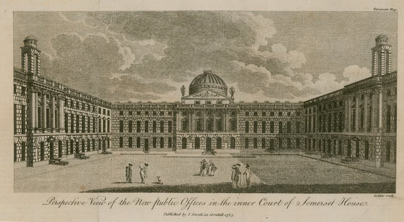 Perspektivische Ansicht der neuen öffentlichen Büros im Innenhof des Somerset House von English School