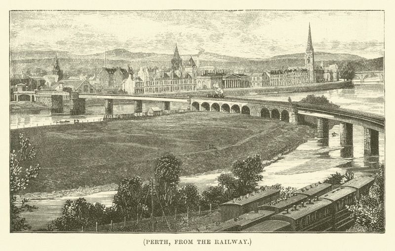 Perth, von der Eisenbahn aus (Gravur) von English School