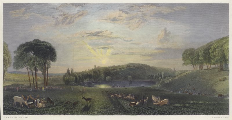 Petworth Park, Sussex (farbiger Stich) von English School