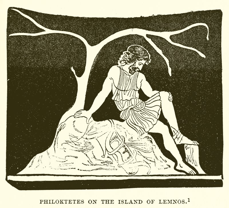 Philoktetes auf der Insel Lemnos von English School