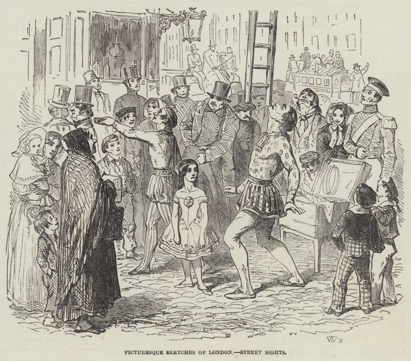 Malerische Skizzen von London, Straßenszenen (Stich) von English School