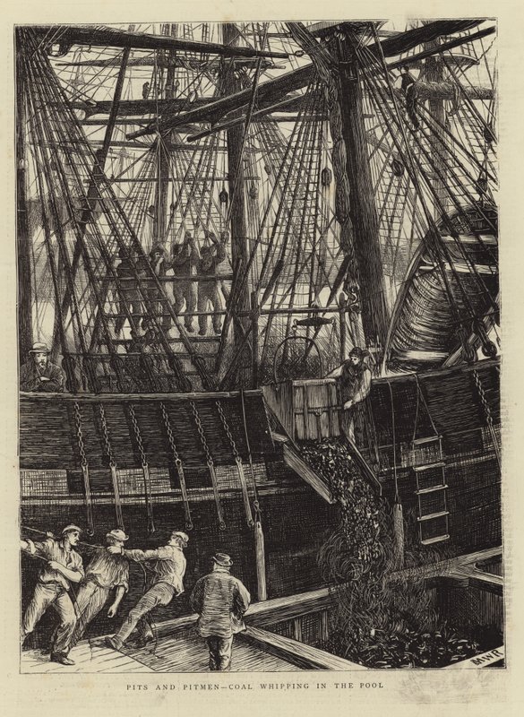 Gruben und Bergleute - Kohlenverladung im Hafen von English School