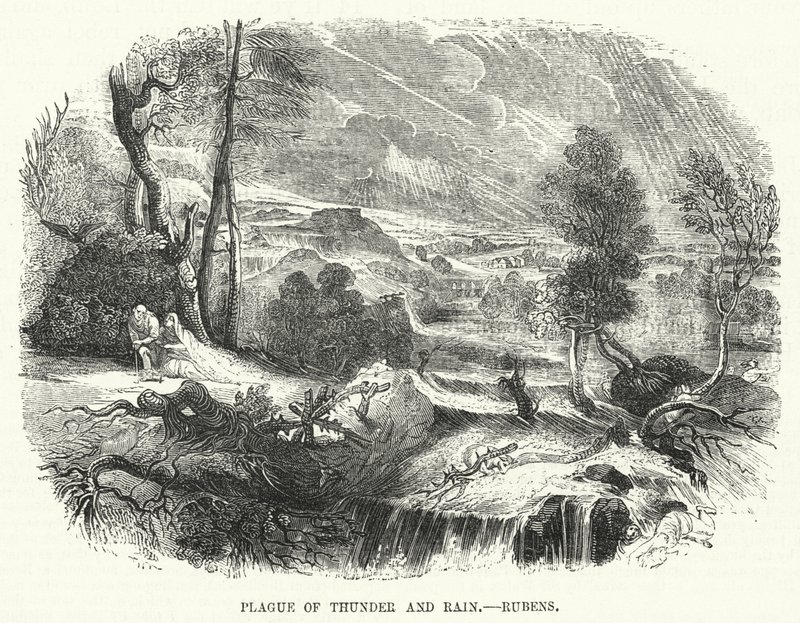 Plage von Donner und Regen, Rubens (Gravur) von English School