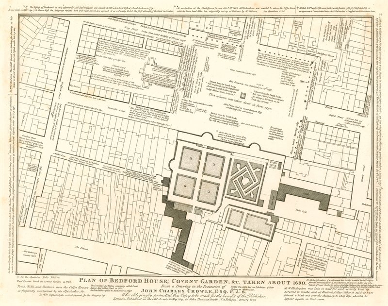 Plan von Bedford House, Covent Garden, London, um 1690 von English School