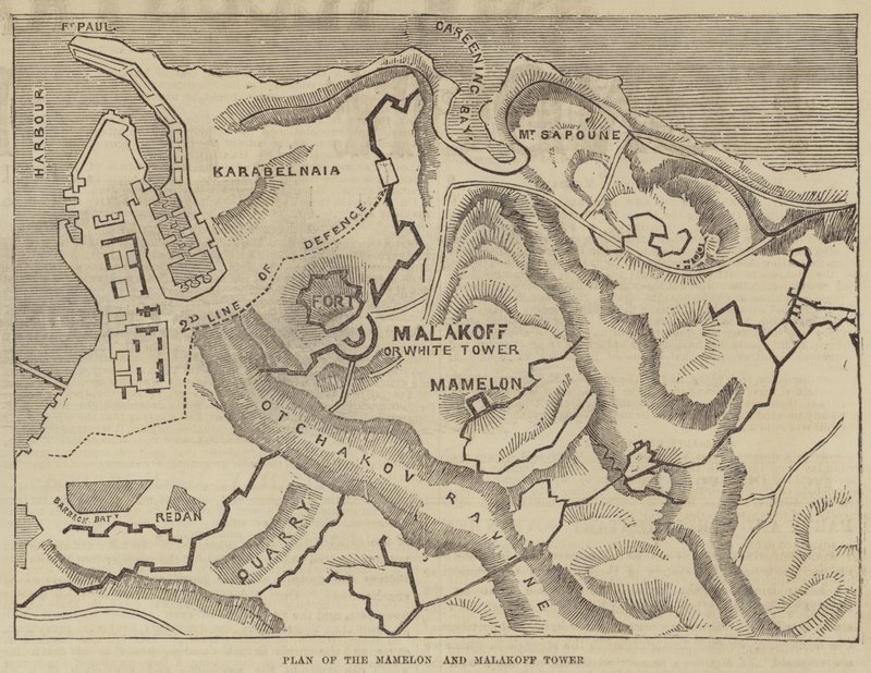 Plan des Mamelon und Malakoff-Turms (Gravur) von English School