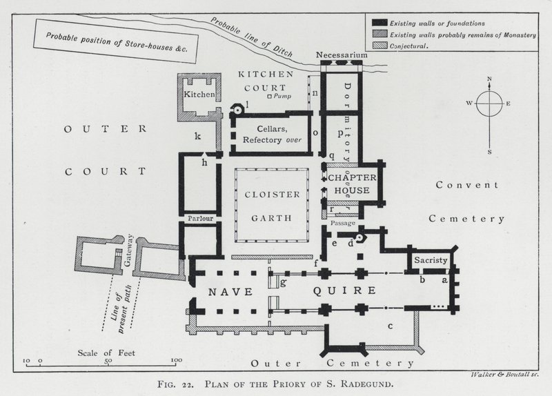 Plan des Priorats von St. Radegund (Gravur) von English School