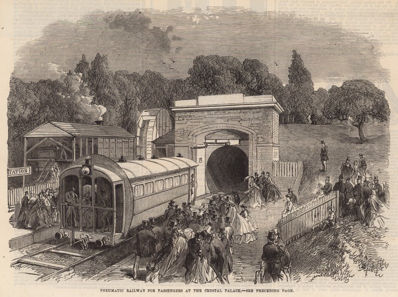 Pneumatische Eisenbahn für Passagiere im Crystal Palace von English School