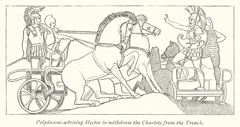 Polydamas rät Hektor, die Streitwagen aus dem Graben zurückzuziehen von English School