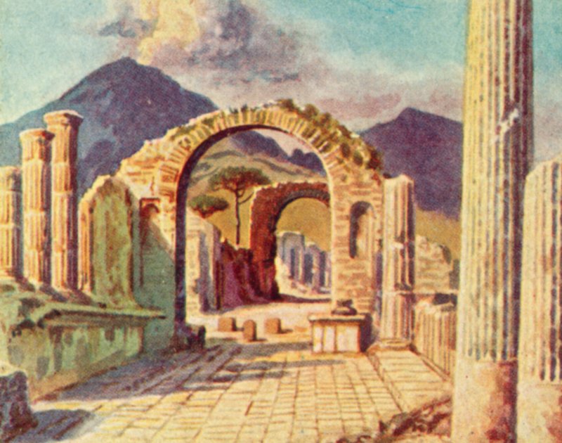 Pompeji, Blick auf den Vesuv von English School