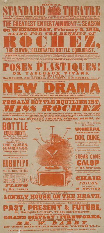 Plakat für das Royal Standard Theatre, 9. Februar 1848 von English School