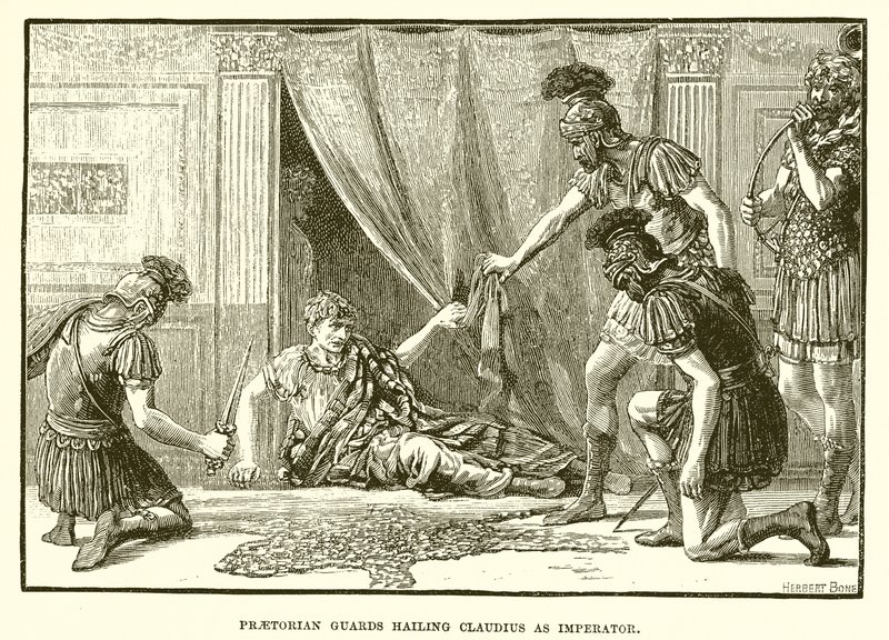 Prätorianergarde begrüßt Claudius als Imperator von English School