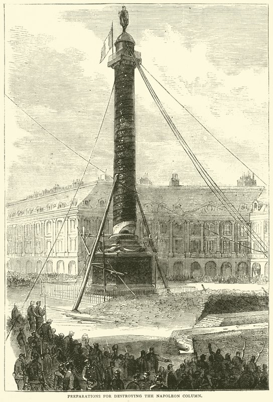 Vorbereitungen zur Zerstörung der Napoleon-Säule, April 1871 von English School
