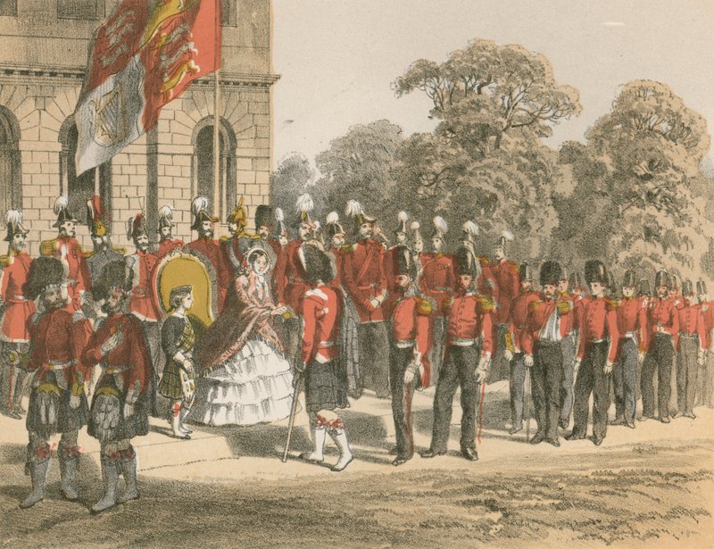 Verleihung der Krim-Medaillen durch Ihre Majestät, Horse Guards, London von English School