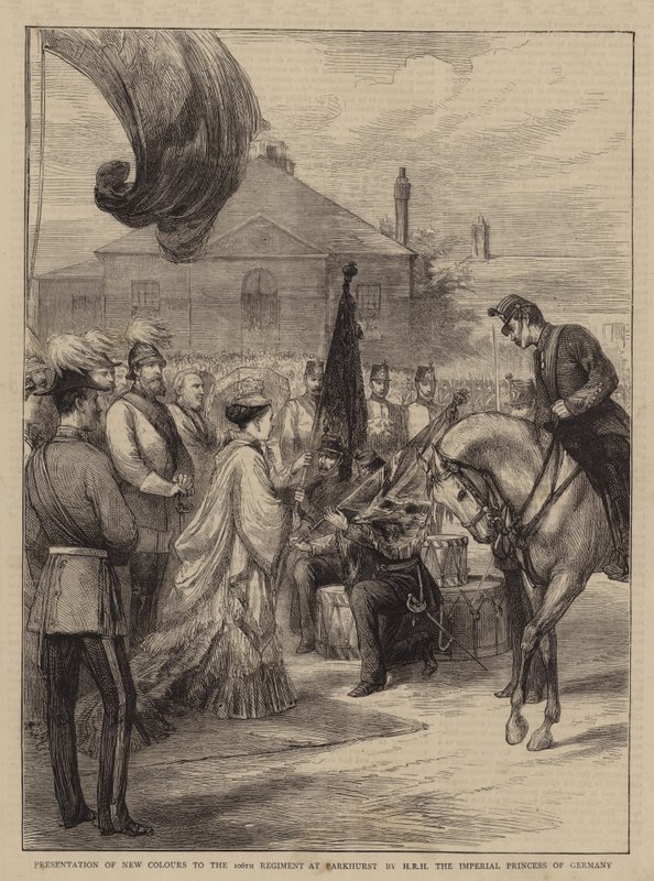 Übergabe neuer Farben an das 106. Regiment in Parkhurst durch Ihre Königliche Hoheit die Kaiserliche Prinzessin von Deutschland von English School