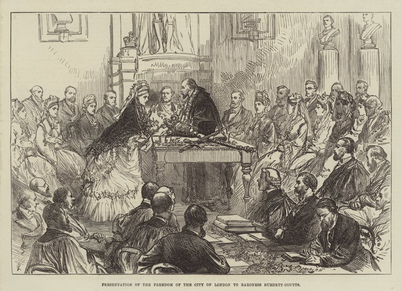 Verleihung der Freiheit der Stadt London an Baroness Burdett-Coutts von English School