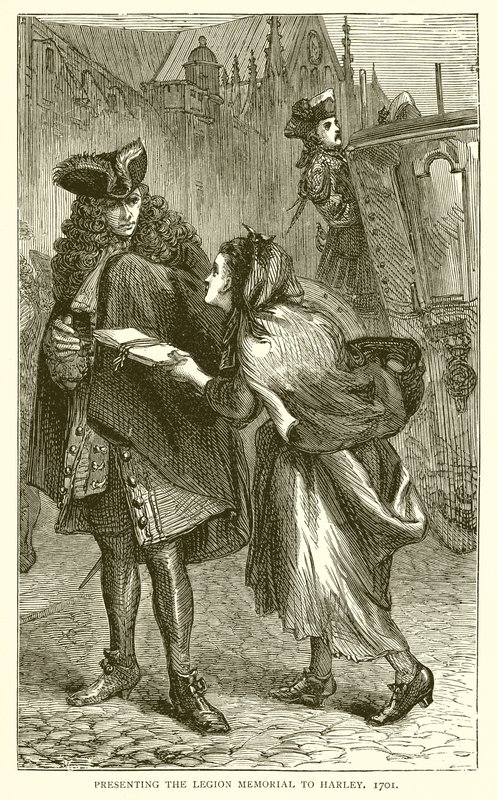 Übergabe des Legion Memorial an Harley, 1701 von English School