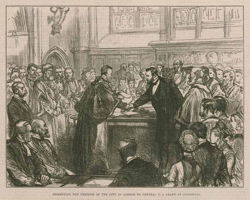 Verleihung der Freiheit der City of London an General U S Grant in der Guildhall von English School