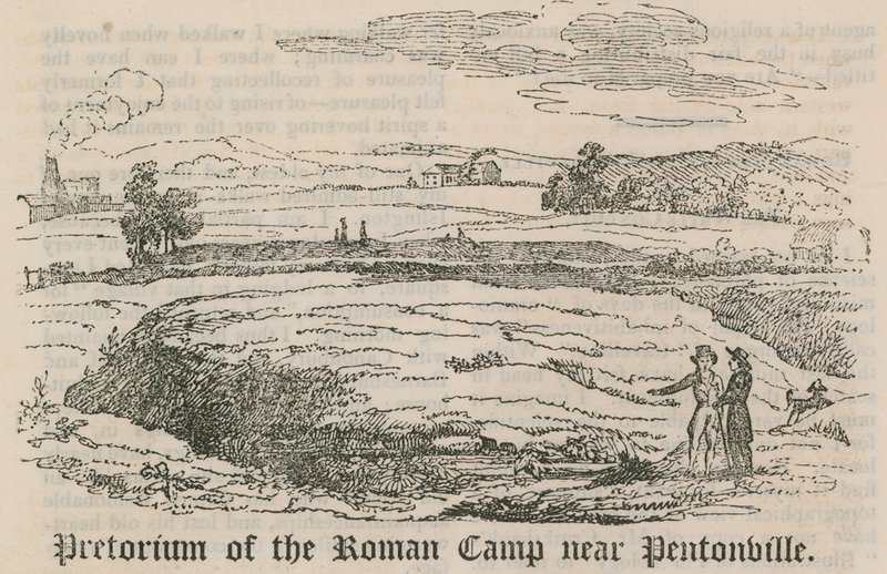 Prätorium des römischen Lagers bei Pentonville, London von English School