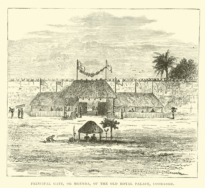 Haupttor, oder Mgenda, des alten Königspalastes, Coomassie von English School