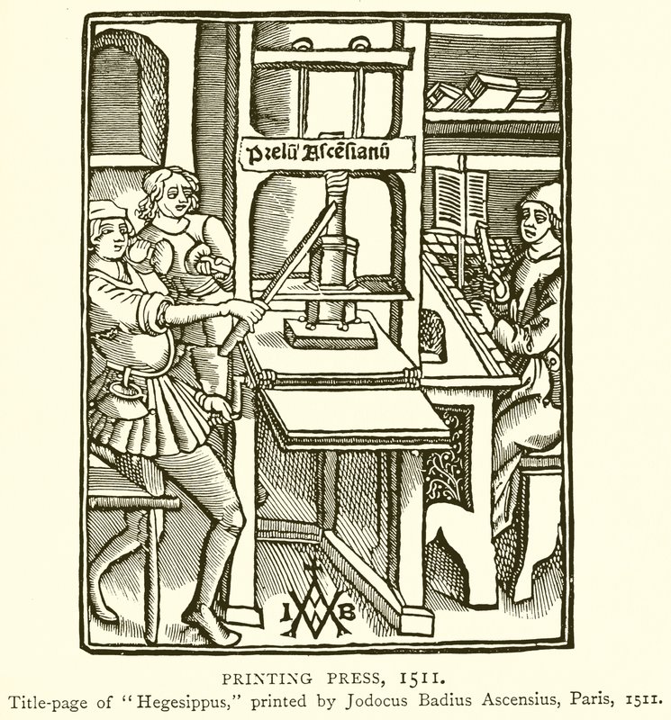 Druckerpresse, 1511 von English School