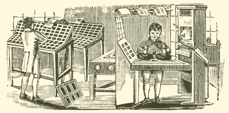 Druckerei (Holzschnitt) von English School