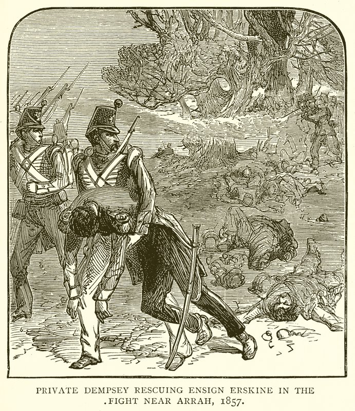 Private Dempsey rettet Fähnrich Erskine im Kampf bei Arrah, 1857 von English School