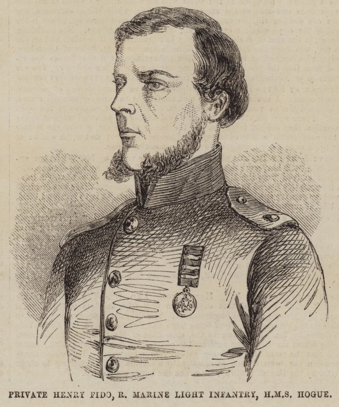 Private Henry Fido, Royal Marine Light Infantry, HMS Hogue (Gravur) von English School