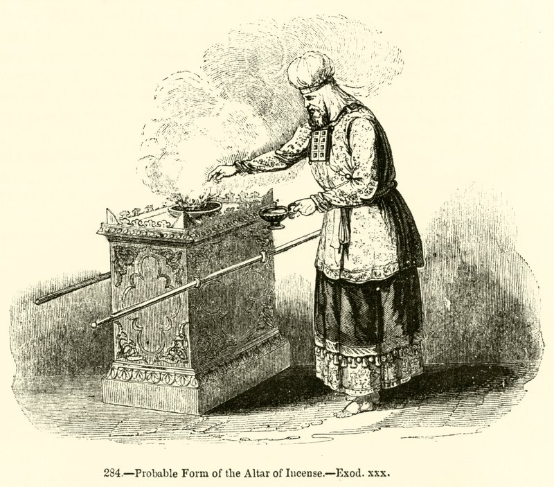 Wahrscheinliche Form des Räucheraltars, Exodus xxx (Stich) von English School