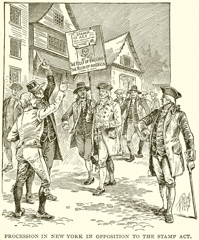 Prozession in New York gegen das Stempelgesetz von English School