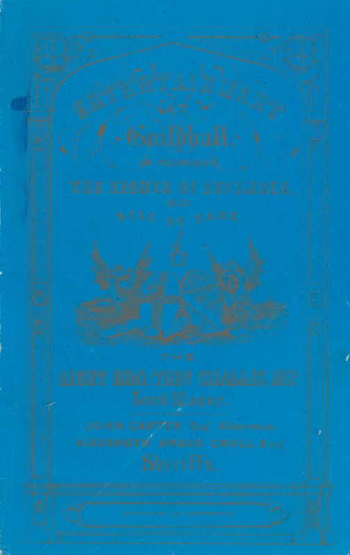 Programm für das Abendessen in der Guildhall, London, am 8. Dezember 1852 von English School