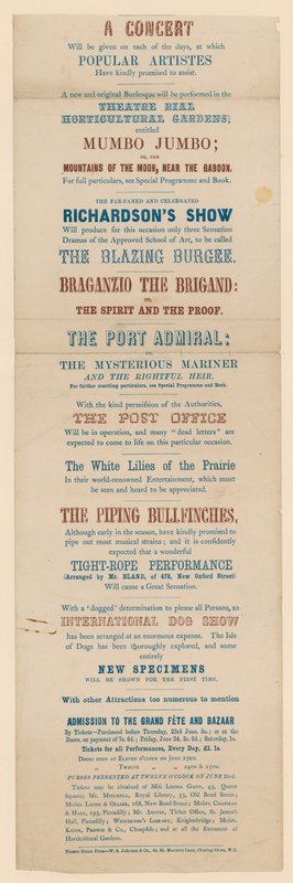 Programm des großen Festes und Basars zugunsten der Female School of Art von English School