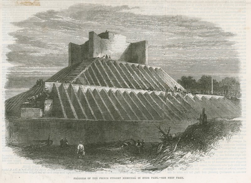 Fortschritt des Prinzgemahl-Denkmals im Hyde Park von English School