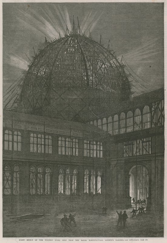 Fortschritt am International Exhibition Building; Nachteffekt der westlichen Kuppel von English School