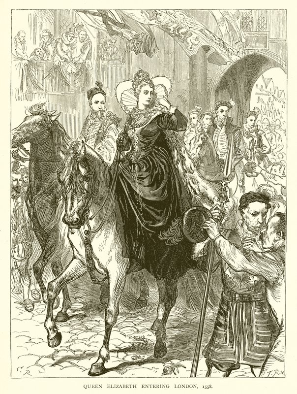 Königin Elisabeth zieht in London ein, 1558 von English School
