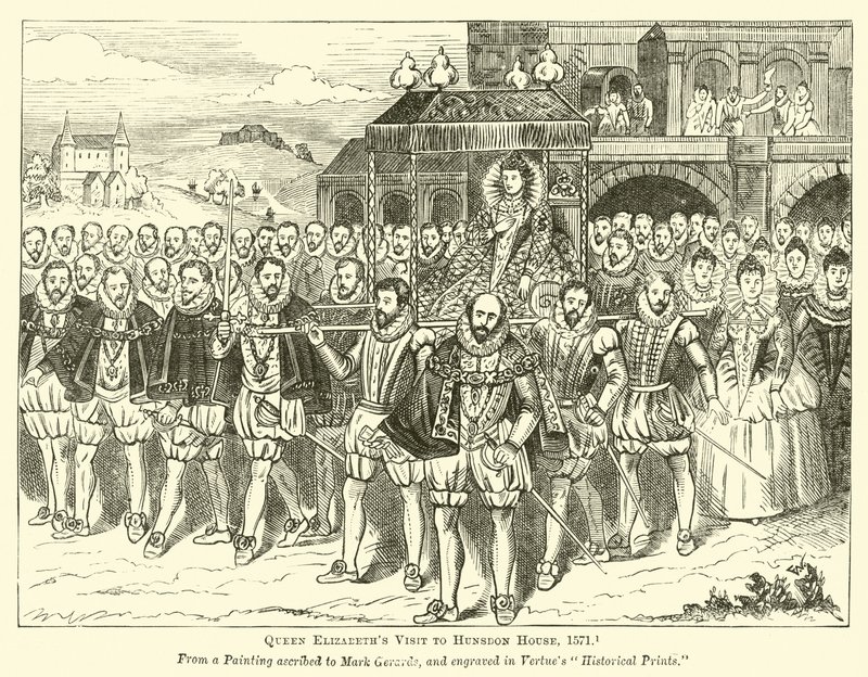 Königin Elizabeths Besuch im Hunsdon House, 1571 von English School