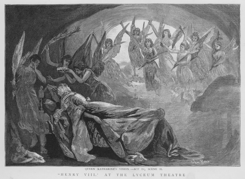 Vision der Königin Katherine, Szene aus einer Aufführung von Shakespeares Heinrich VIII im Lyceum Theatre, London von English School