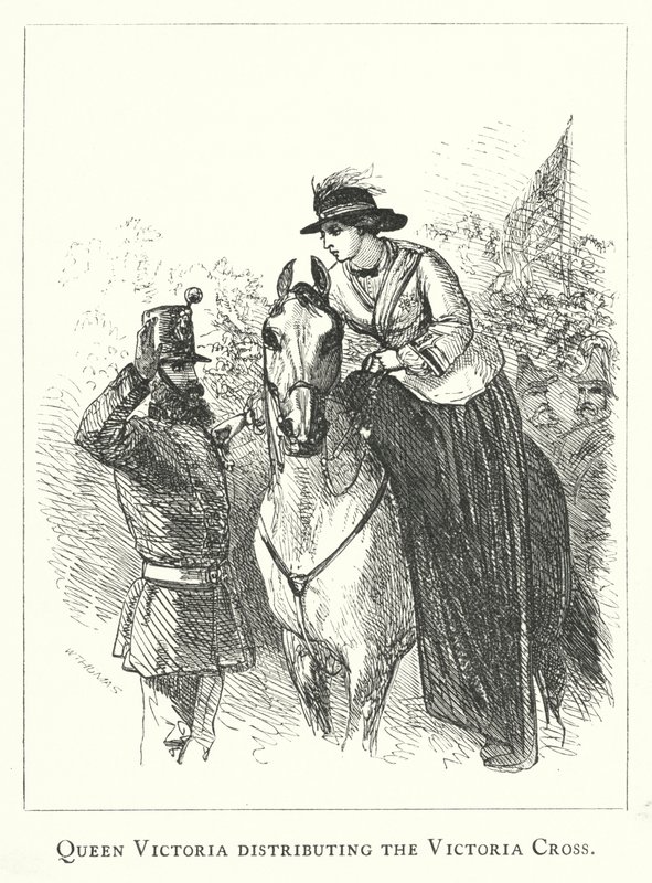 Königin Victoria verteilt das Victoria-Kreuz (Gravur) von English School