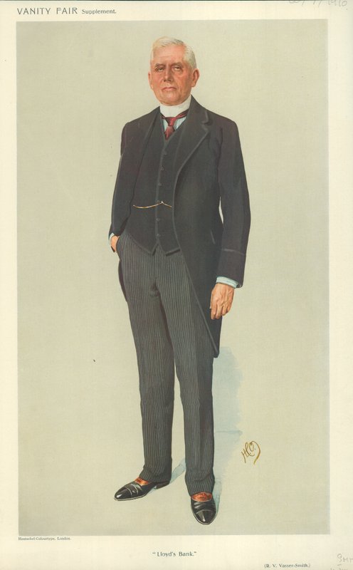 R V Vassar-Smith, Lloyds Bank, 20. Juli 1910, Vanity Fair Karikatur von English School