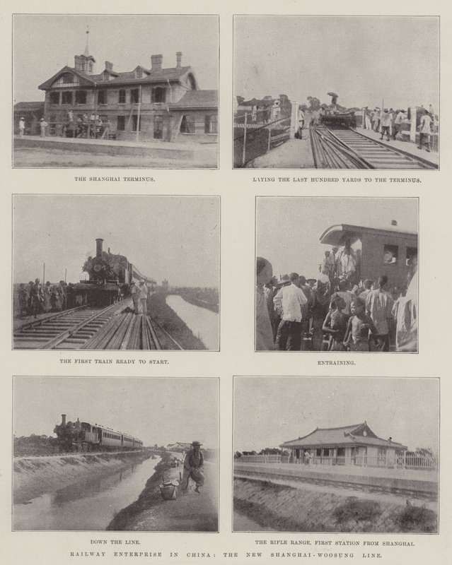 Eisenbahnunternehmen in China, die neue Shanghai-Woosung-Linie (Gravur) von English School
