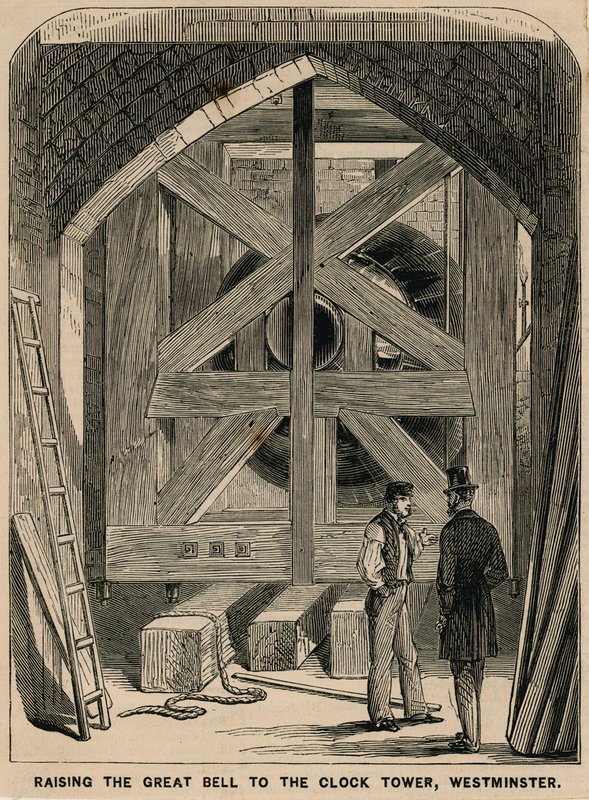 Das Heben der großen Glocke (Big Ben) zum Clock Tower, Westminster von English School
