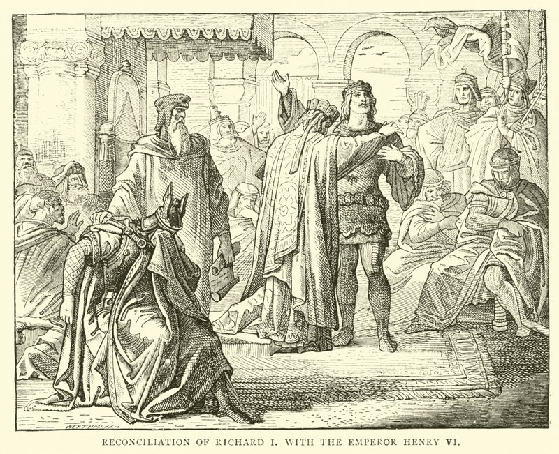 Versöhnung von Richard I. mit Kaiser Heinrich VI. von English School
