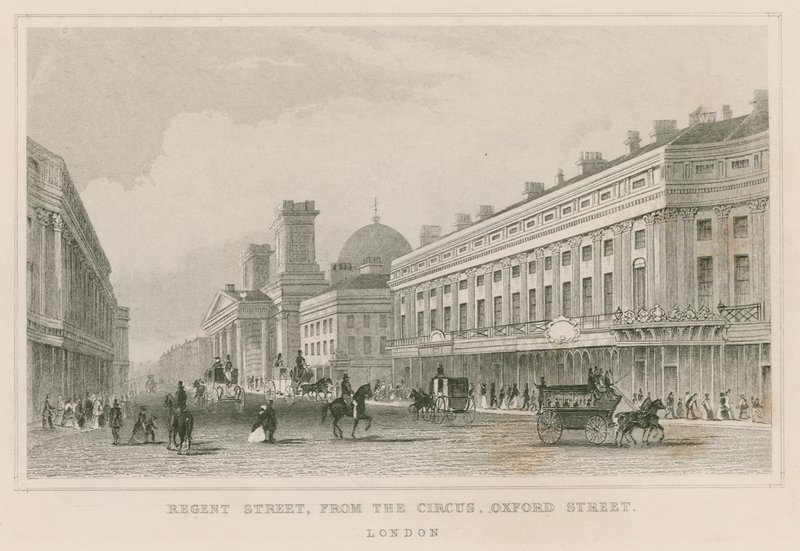Regent Street, vom Zirkus, Oxford Street, London von English School