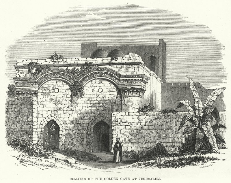 Überreste des Goldenen Tores in Jerusalem (Stich) von English School