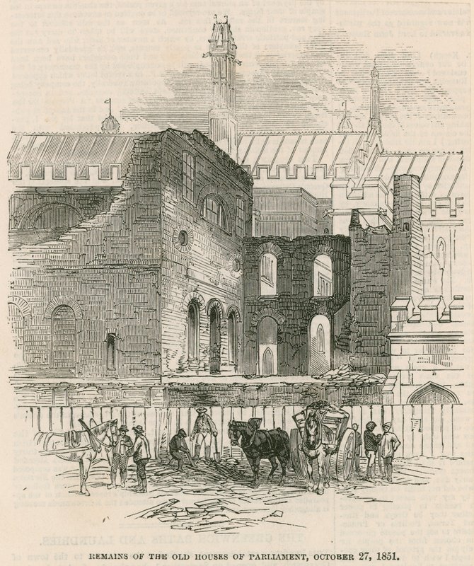 Überreste der alten Parlamentsgebäude, 27. Oktober 1851 von English School