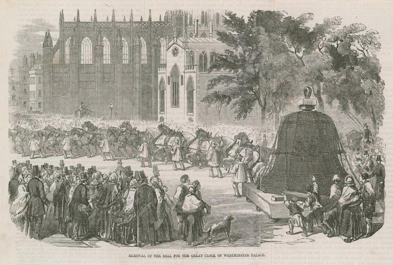 Entfernung der Glocke für die Große Uhr des Westminster Palace von English School
