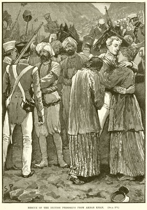 Rettung der britischen Gefangenen von Akbar Khan von English School