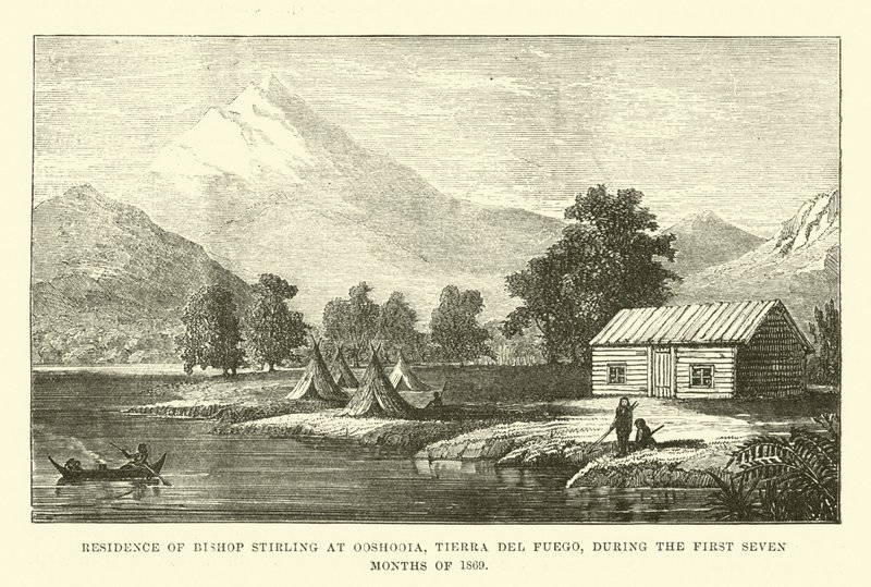 Residenz von Bischof Stirling in Ooshooia, Feuerland, während der ersten sieben Monate von 1869 von English School