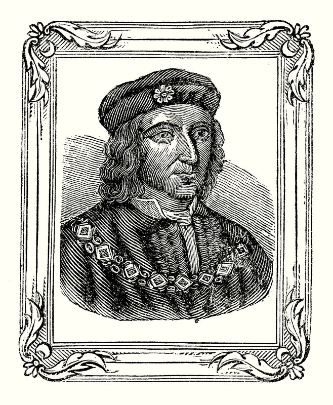 Richard III wurde 1450 geboren, 1483 gekrönt, 1485 getötet (Gravur) von English School