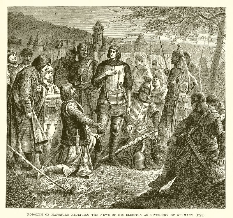 Rudolf von Habsburg erhält die Nachricht von seiner Wahl zum Herrscher von Deutschland (1273) von English School
