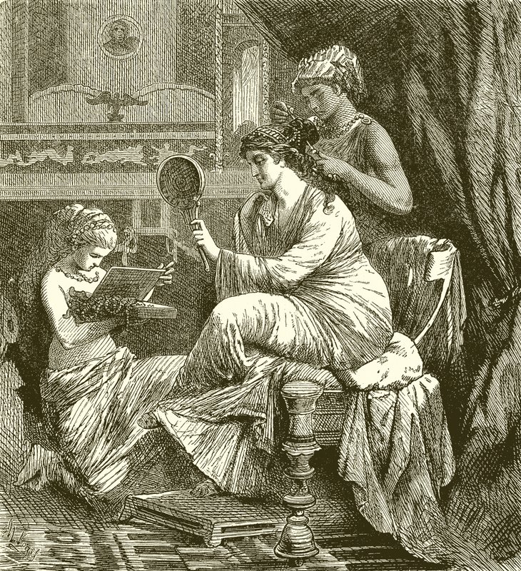 Römische Dame bei ihrer Toilette von English School